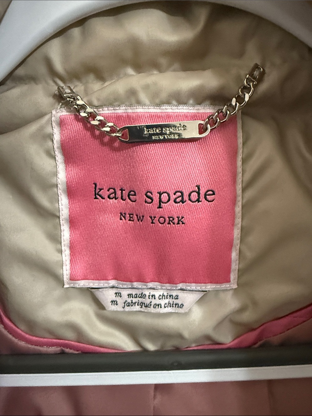 kate spade Quilted Cream Hooded Puffer Jacket - Picture 4 of 6